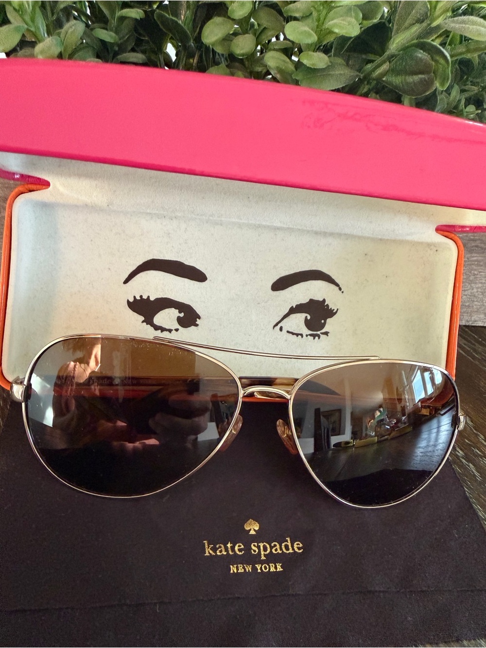 kate spade Avaline Aviator Sunglasses with Case and Lense Cloth - Picture 2 of 9